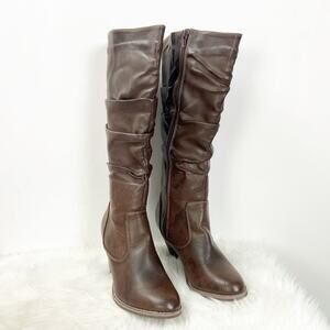 Gabriella Rocha 7.5 Womens Brown Faux Leather Vasha Heeled Riding Boots